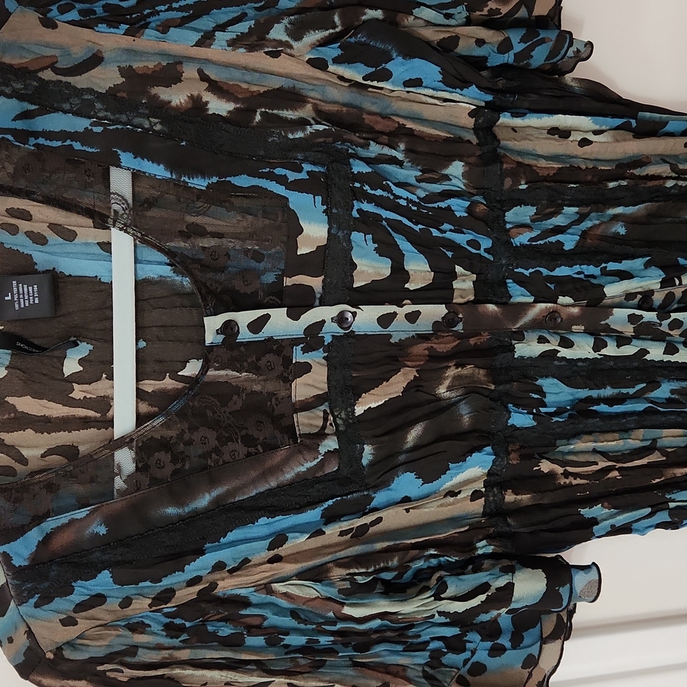 New Directions, size Large, brown & turquoise colors